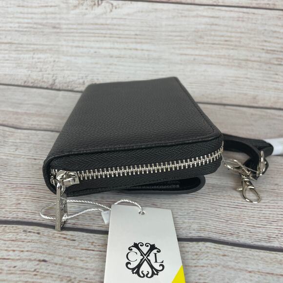 CXL Christian Lacroix Blake Pebble Clutch Crossbody Wallet Black - Picture 4 of 9